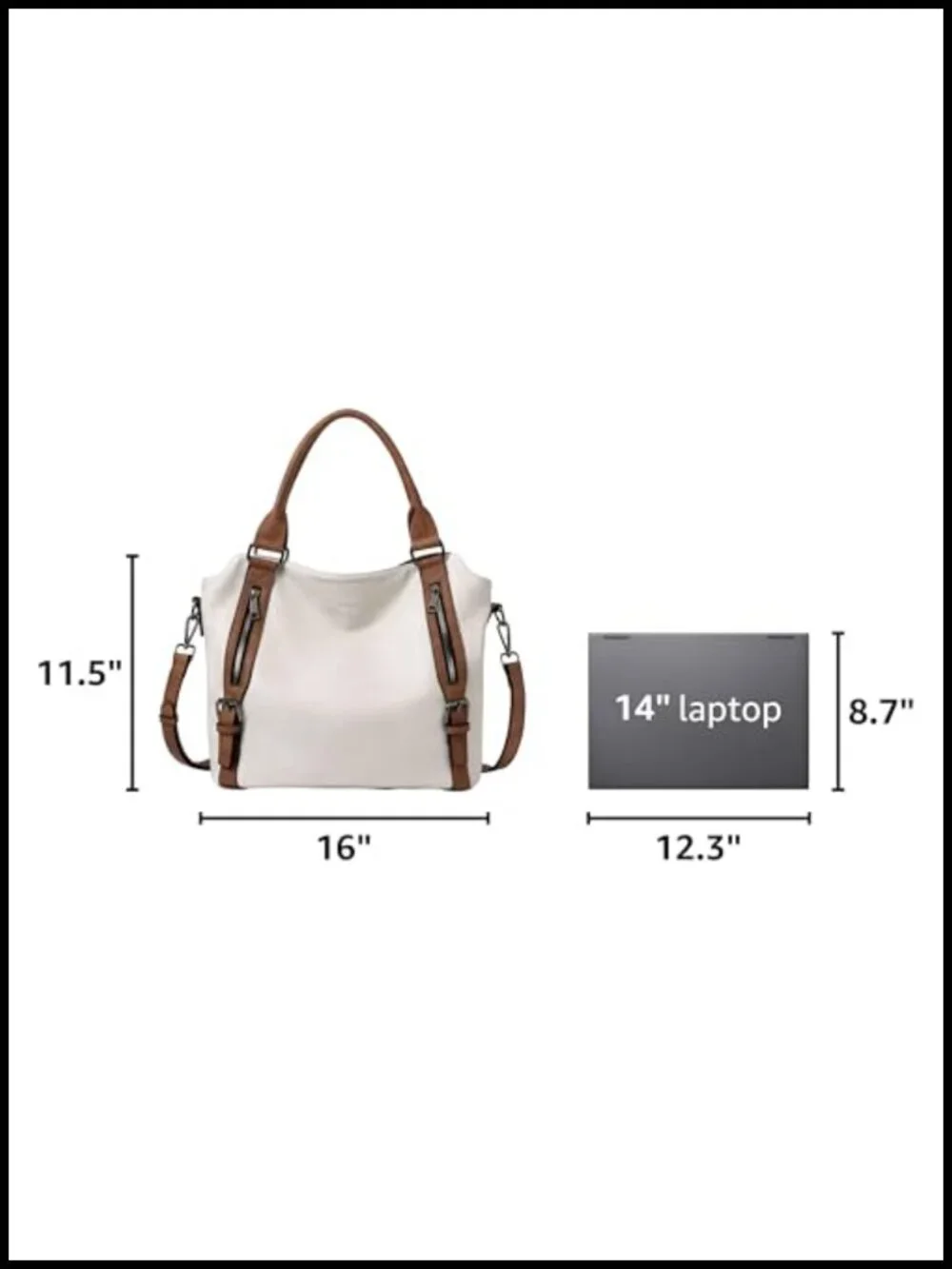 Large Hobo Bag with Multiple Pockets, Vegan Leather, Adjustable Strap Crossbody